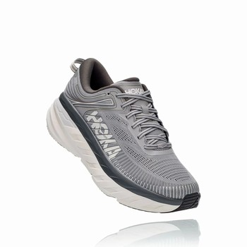Hoka One One BONDI 7 Men's Vegan Shoes Grey | US-12974