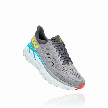 Hoka One One CLIFTON 7 Men's Wides Shoes Grey | US-17654