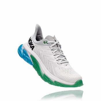 Hoka One One CLIFTON EDGE Men's Vegan Shoes White / Blue / Green | US-50429