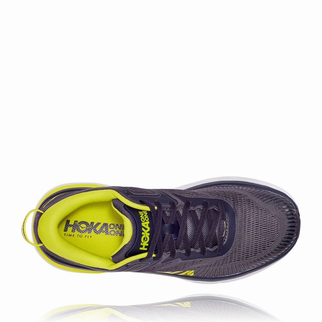Hoka One One BONDI 7 Men's Road Running Shoes Black / Green | US-20656