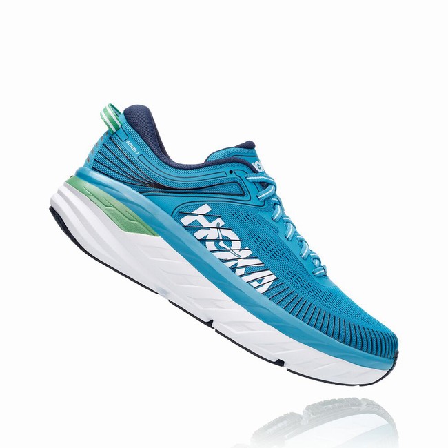 Hoka One One BONDI 7 Men's Road Running Shoes Blue | US-59004