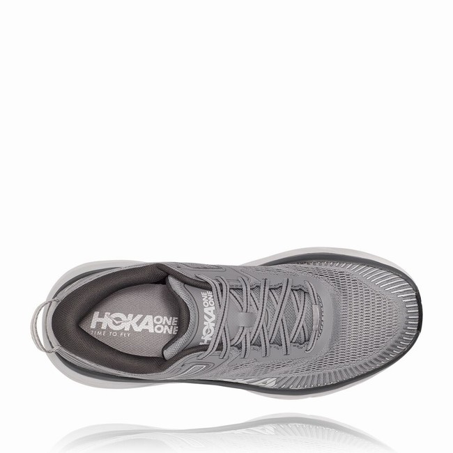 Hoka One One BONDI 7 Men's Road Running Shoes Black / Grey | US-97162
