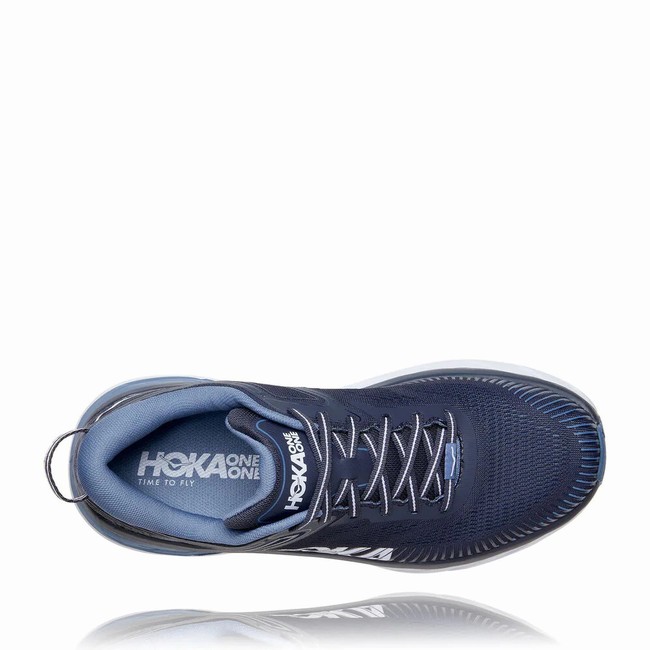 Hoka One One BONDI 7 Men's Vegan Shoes Blue | US-58625