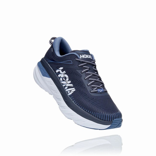 Hoka One One BONDI 7 Men\'s Vegan Shoes Blue | US-58625