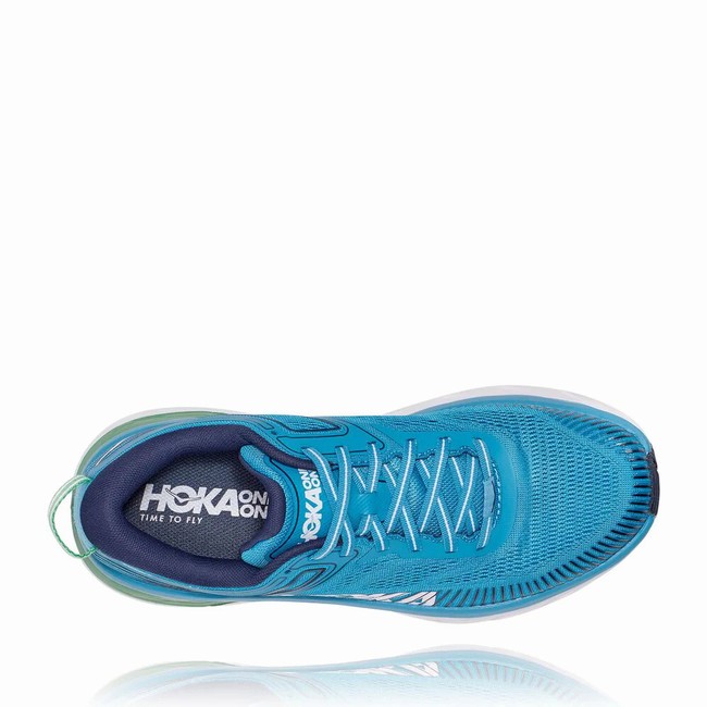 Hoka One One BONDI 7 Men's Vegan Shoes Blue | US-83144