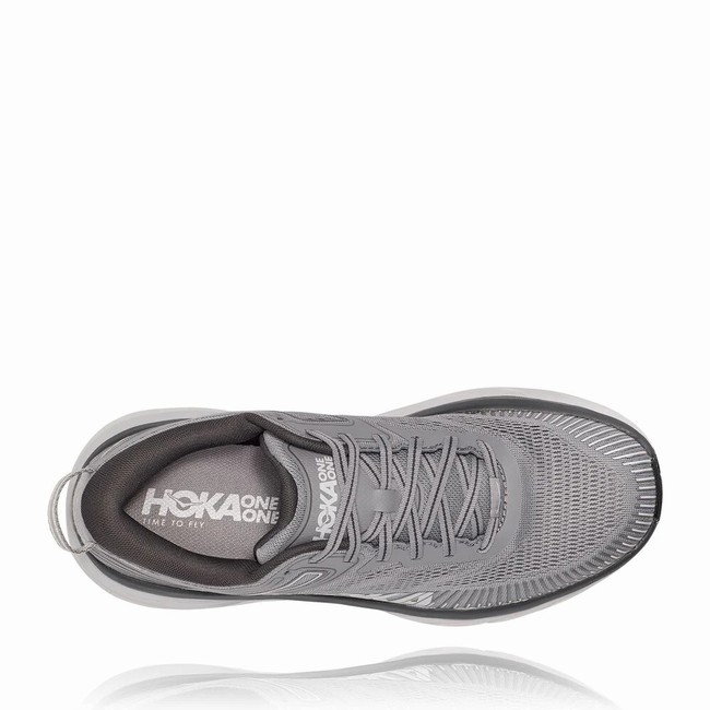 Hoka One One BONDI 7 Men's Wides Shoes Grey / Black | US-17023