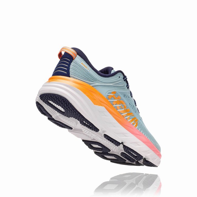 Hoka One One BONDI 7 Women's Road Running Shoes Grey / Orange | US-85580