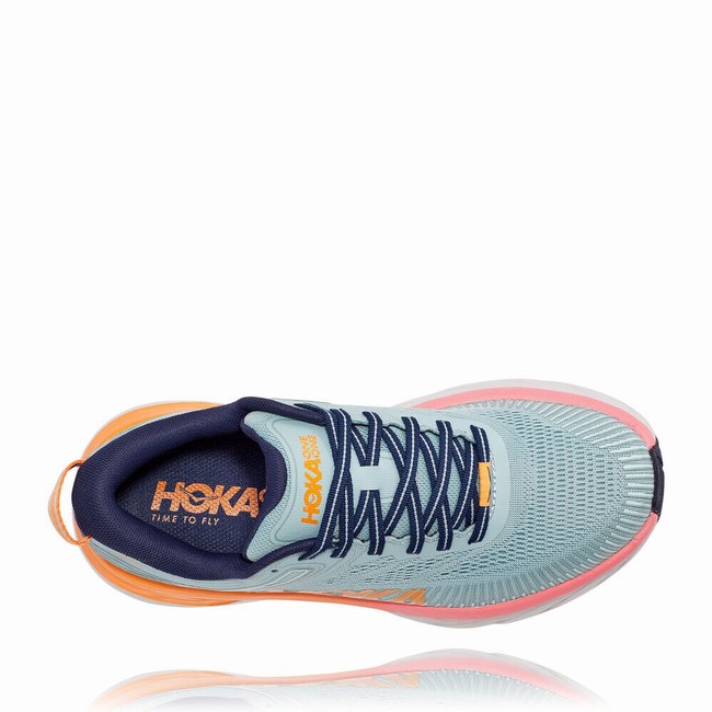 Hoka One One BONDI 7 Women's Road Running Shoes Grey / Orange | US-85580