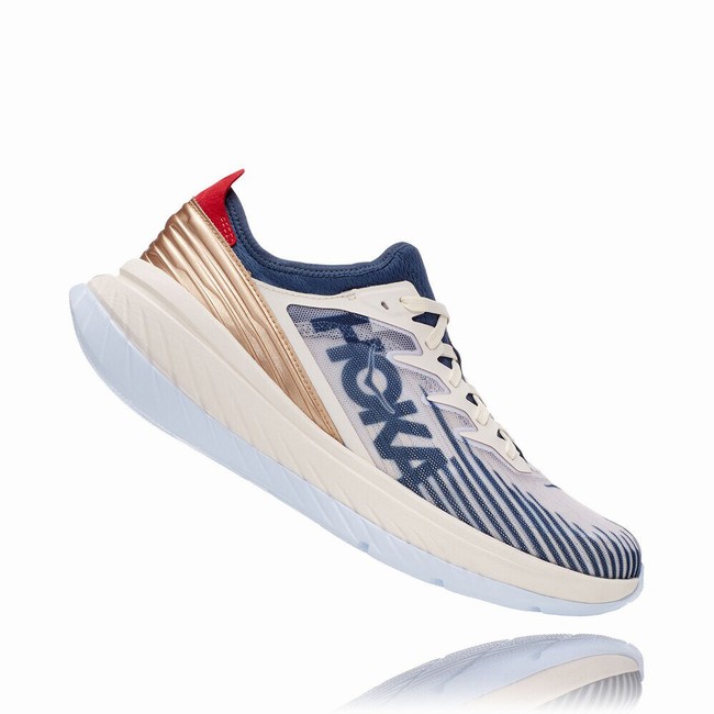 Hoka One One CARBON X-SPE Men's Road Running Shoes Beige / Blue | US-52681
