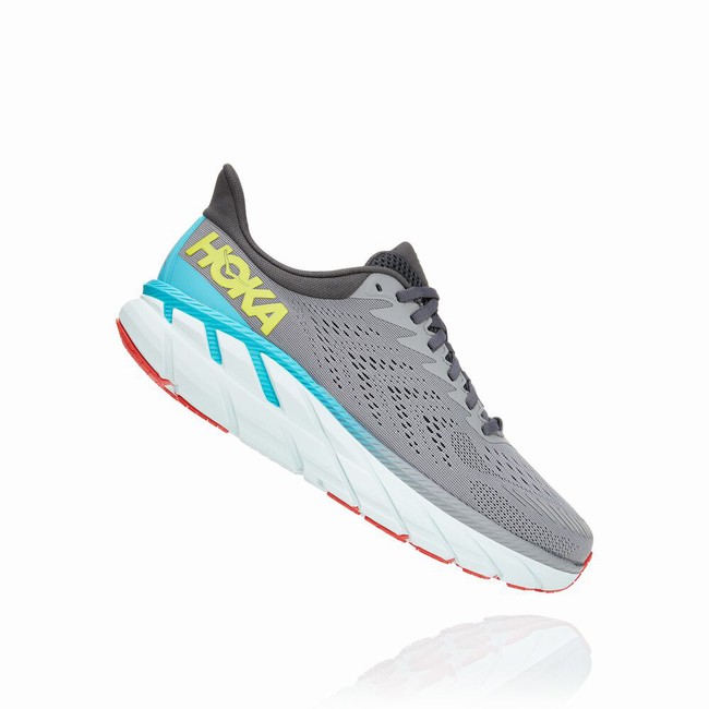 Hoka One One CLIFTON 7 Men's Road Running Shoes Grey | US-51575