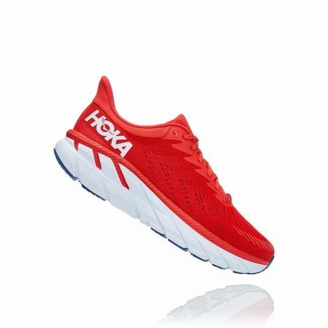 Hoka One One CLIFTON 7 Men's Road Running Shoes Red | US-94342