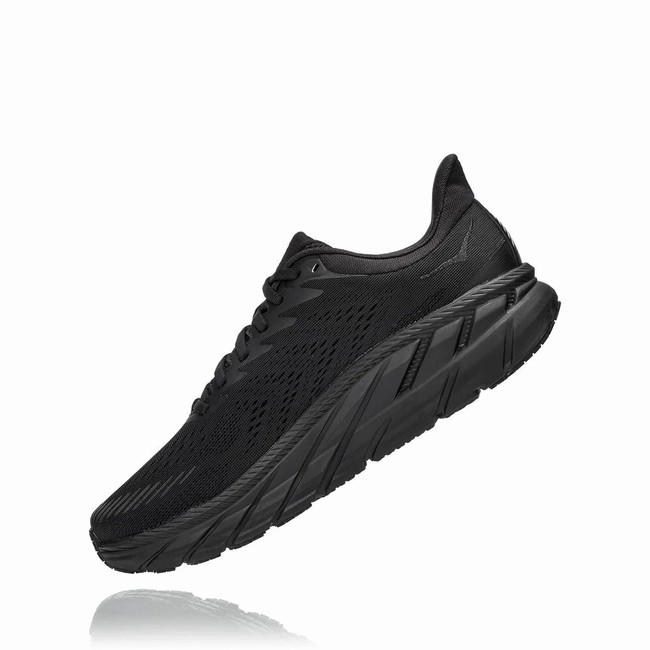 Hoka One One CLIFTON 7 Men's Wides Shoes Black | US-16262