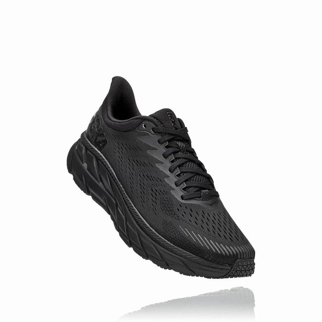 Hoka One One CLIFTON 7 Men\'s Wides Shoes Black | US-16262