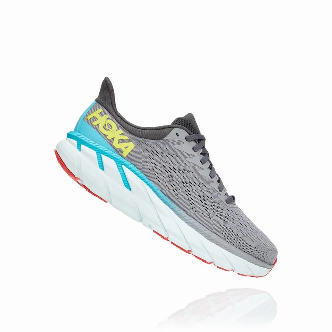 Hoka One One CLIFTON 7 Men's Wides Shoes Grey | US-17654