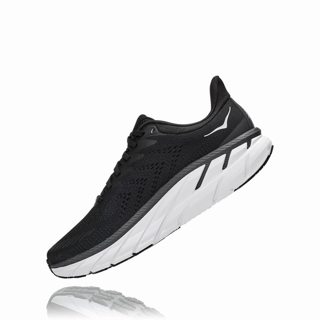 Hoka One One CLIFTON 7 Men's Wides Shoes Black | US-62871