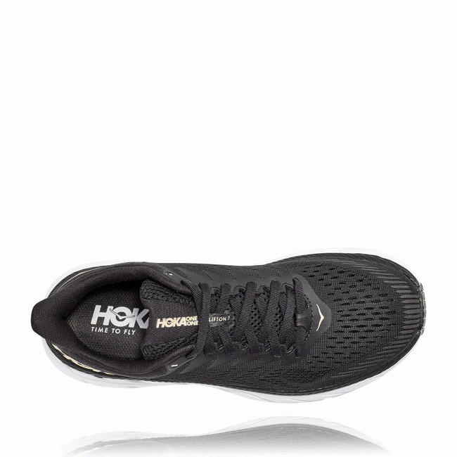 Hoka One One CLIFTON 7 Women's Vegan Shoes Black | US-14081