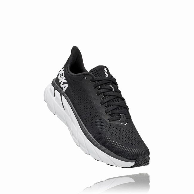 Hoka One One CLIFTON 7 Women\'s Wides Shoes Black | US-28006