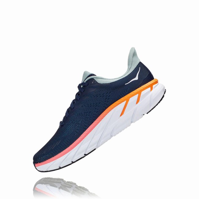 Hoka One One CLIFTON 7 Women's Wides Shoes Navy | US-51184