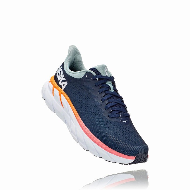 Hoka One One CLIFTON 7 Women\'s Wides Shoes Navy | US-51184