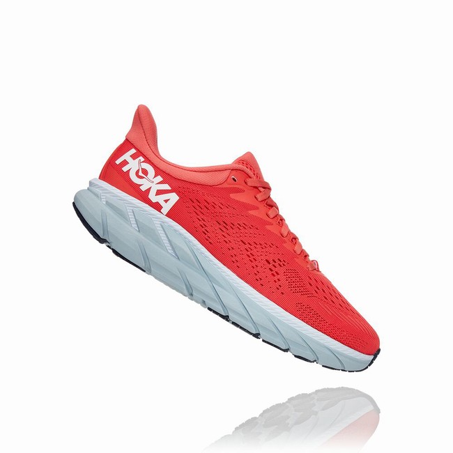 Hoka One One CLIFTON 7 Women's Wides Shoes Red | US-79491