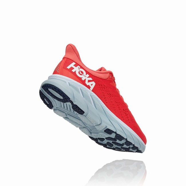 Hoka One One CLIFTON 7 Women's Wides Shoes Red | US-79491