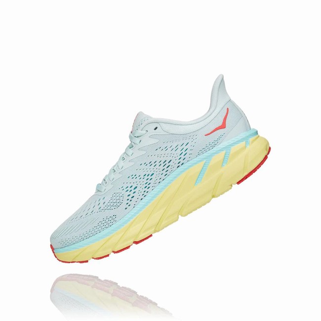 Hoka One One CLIFTON 7 Women's Wides Shoes Turquoise / Red | US-99269