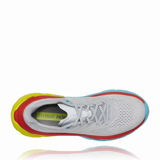 Hoka One One CLIFTON EDGE Men's Road Running Shoes Grey / Orange / Green / Blue | US-57900