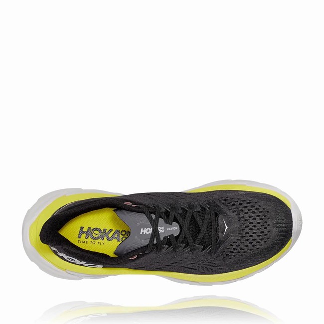 Hoka One One CLIFTON EDGE Men's Road Running Shoes Black / Green | US-78433
