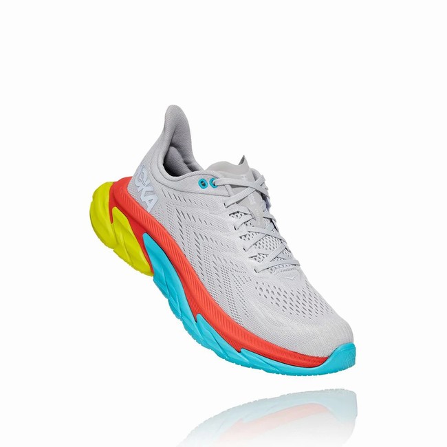 Hoka One One CLIFTON EDGE Men\'s Track Running Shoes Grey / Orange / Green / Blue | US-21922