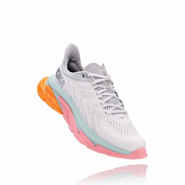 Hoka One One CLIFTON EDGE Men\'s Track Running Shoes White / Pink / Coral | US-24474