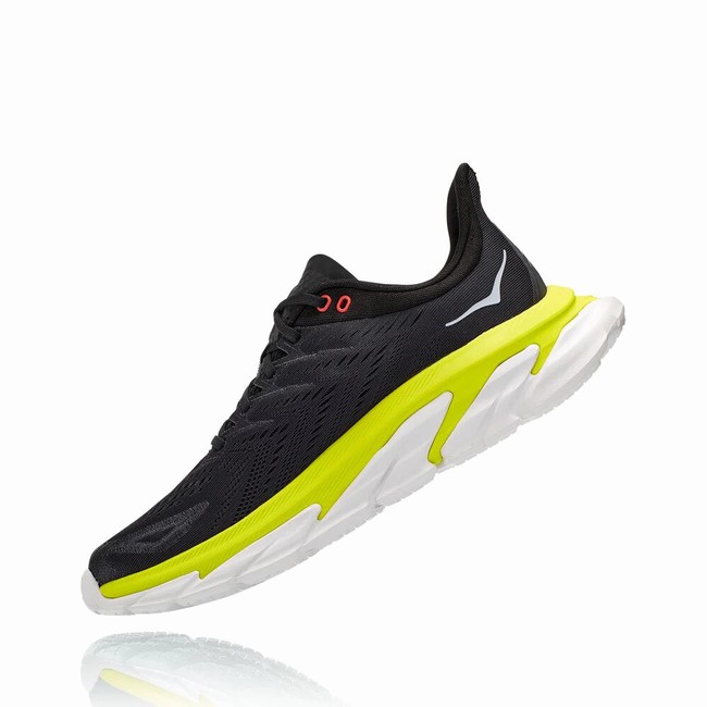 Hoka One One CLIFTON EDGE Men's Track Running Shoes Black / Green | US-68774