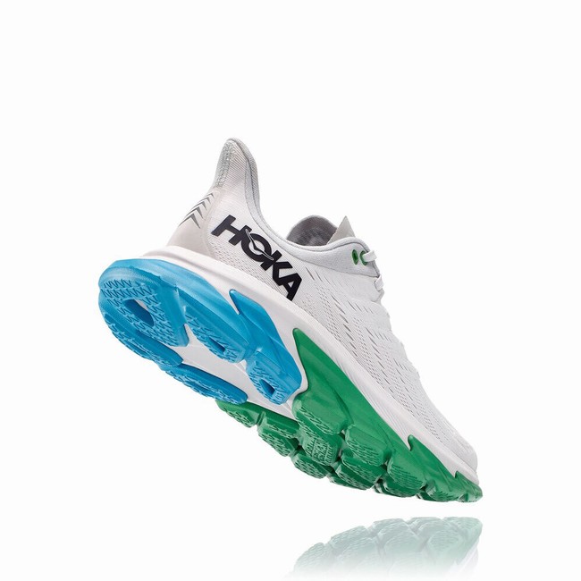 Hoka One One CLIFTON EDGE Women's Road Running Shoes White / Blue / Green | US-94240