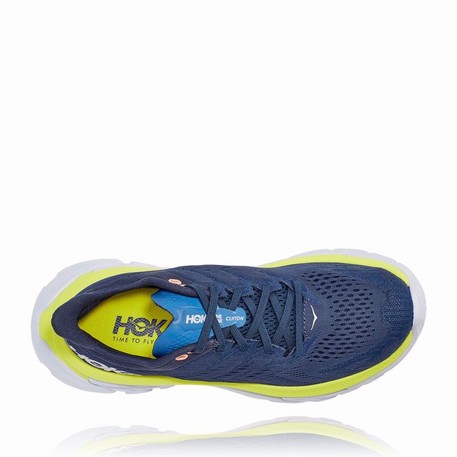 Hoka One One CLIFTON EDGE Women's Track Running Shoes Navy / Green | US-32813