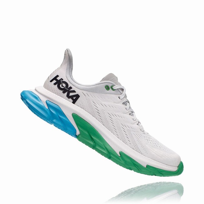 Hoka One One CLIFTON EDGE Women's Track Running Shoes White / Blue / Green | US-90205