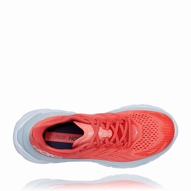 Hoka One One CLIFTON EDGE Women's Track Running Shoes Red / White | US-98904