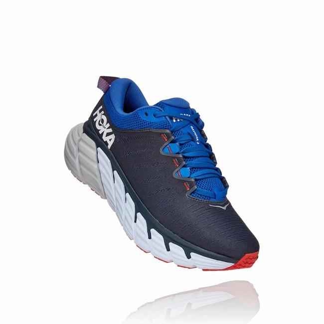 Hoka One One GAVIOTA 3 Men\'s Road Running Shoes Navy / Blue | US-24521