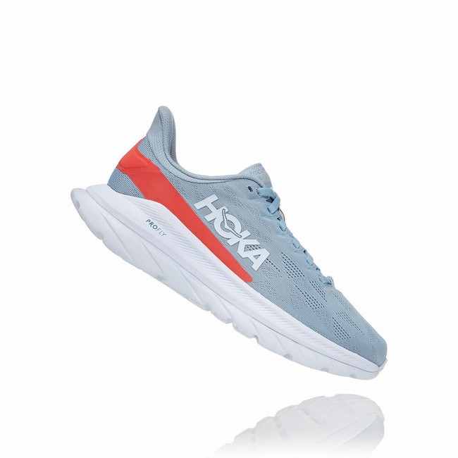 Hoka One One MACH 4 Women's Road Running Shoes Blue / Red | US-89293