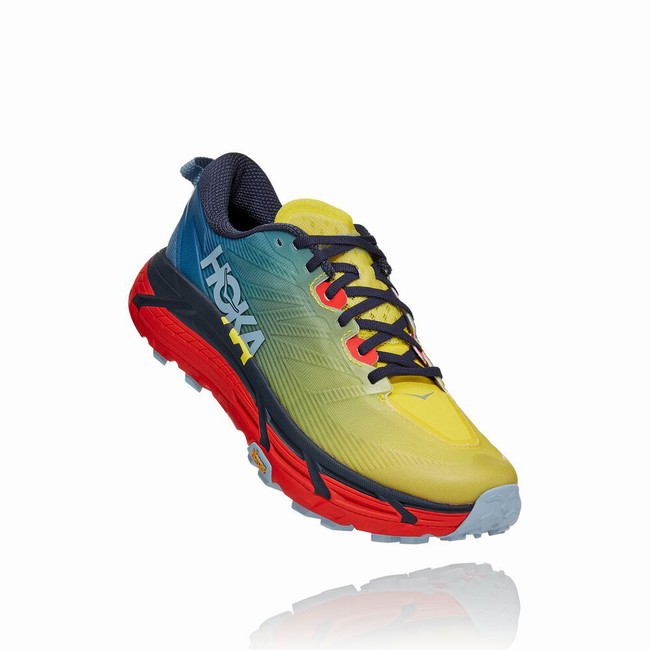 Hoka One One MAFATE SPEED 3 Men\'s Trail Running Shoes Yellow / Blue | US-39086