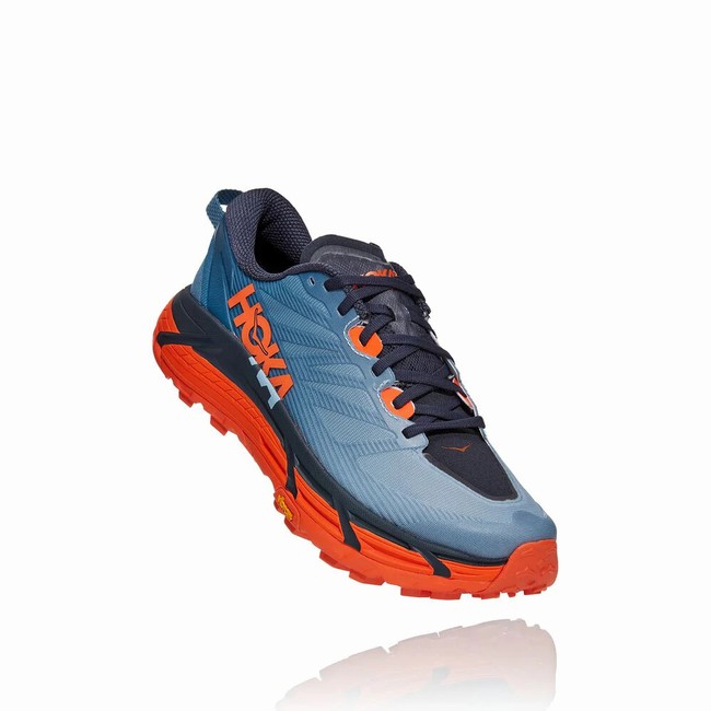 Hoka One One MAFATE SPEED 3 Men\'s Trail Running Shoes Blue / Orange | US-89733