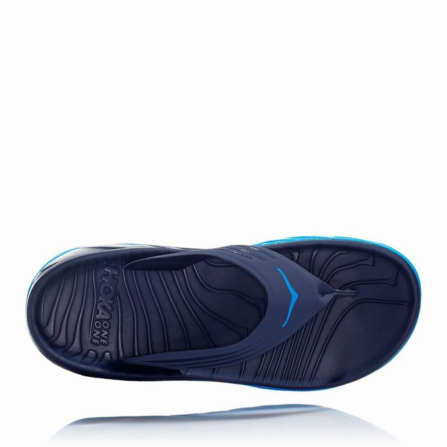 Hoka One One ORA RECOVERY FLIP 2 Men's Sandals Black / Blue | US-92919