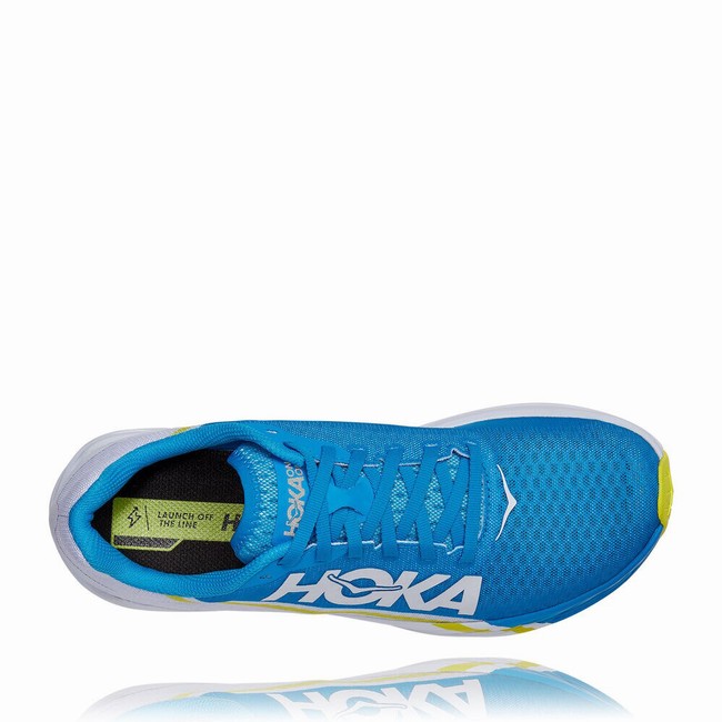 Hoka One One ROCKET X Men's Road Running Shoes Blue / White | US-56826
