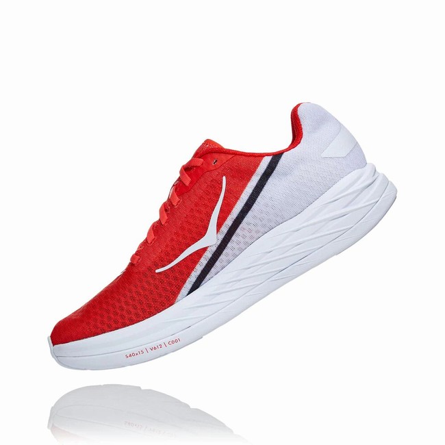 Hoka One One ROCKET X Men's Track Running Shoes Red / White | US-75662
