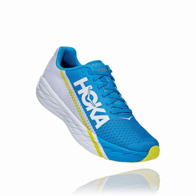 Hoka One One ROCKET X Women\'s Track Running Shoes Blue / White | US-88365
