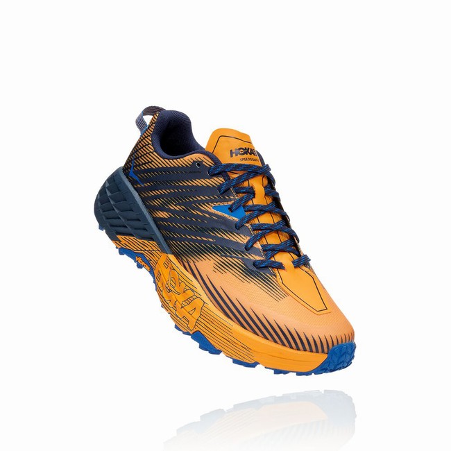 Hoka One One SPEEDGOAT 4 Men\'s Trail Running Shoes Yellow / Navy | US-16168