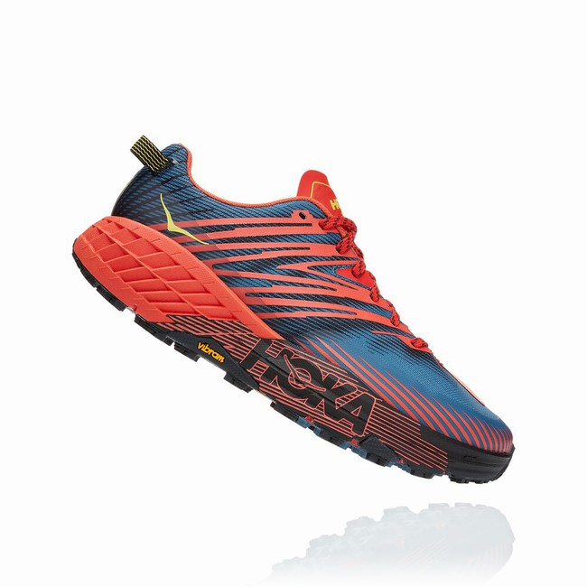 Hoka One One SPEEDGOAT 4 Men's Trail Running Shoes Blue / Red | US-33628