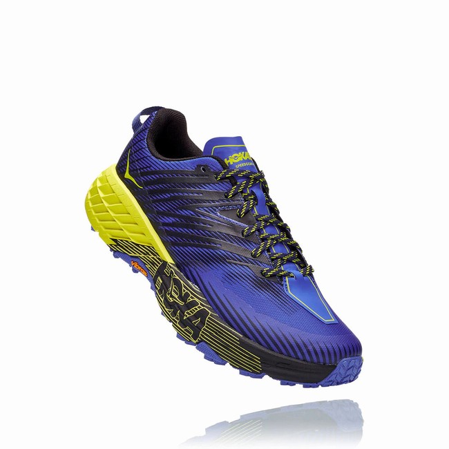 Hoka One One SPEEDGOAT 4 Men\'s Trail Running Shoes Blue / Green | US-72361