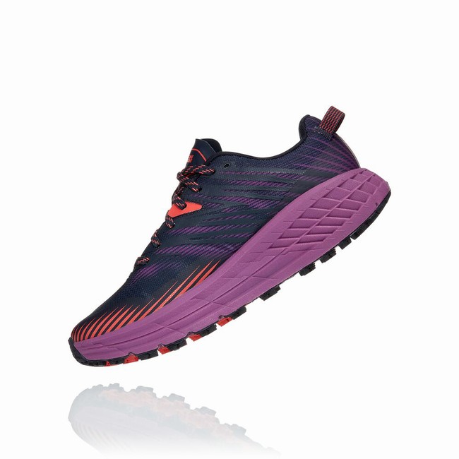 Hoka One One SPEEDGOAT 4 Women's Trail Running Shoes Navy / Purple / Red | US-65505
