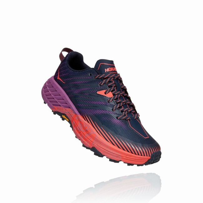 Hoka One One SPEEDGOAT 4 Women\'s Trail Running Shoes Navy / Purple / Red | US-65505
