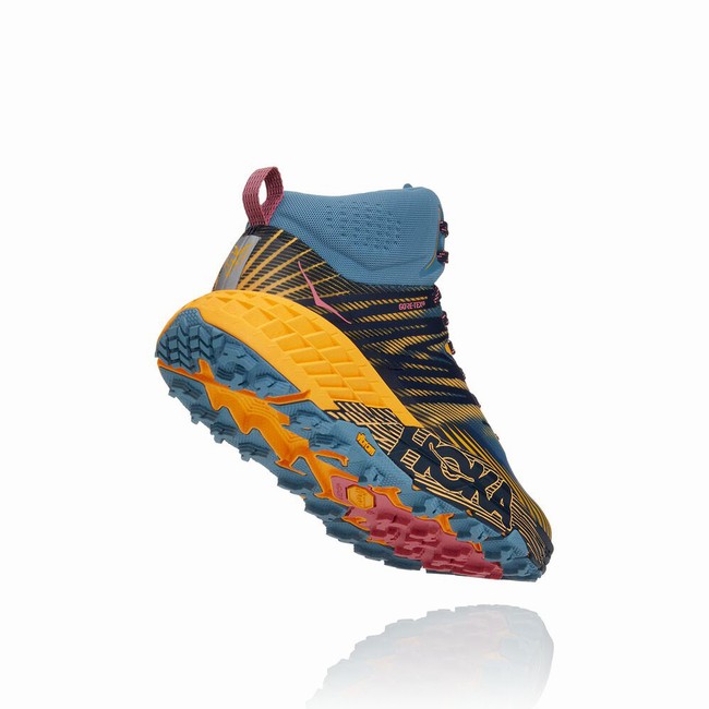 Hoka One One SPEEDGOAT MID 2 GORE-TEX Women's Trail Running Shoes Blue / Orange | US-37564