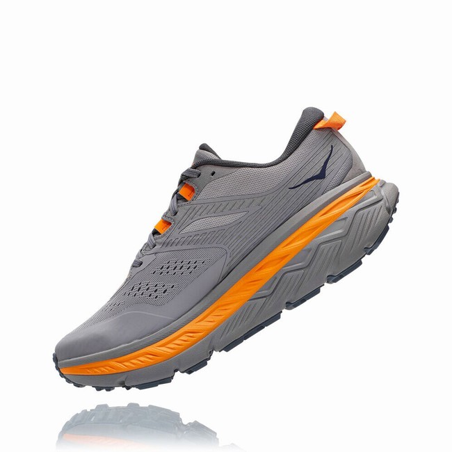 Hoka One One STINSON ATR 6 Men's Trail Running Shoes Grey / Orange | US-98574
